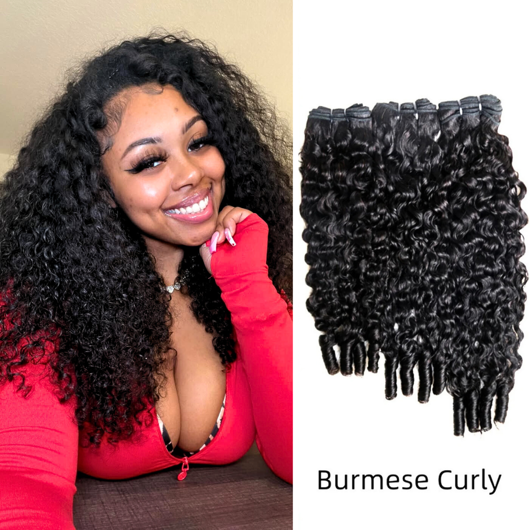 [Ashine] Burmese Curly Virgin Human Hair Bundles Extension 12A