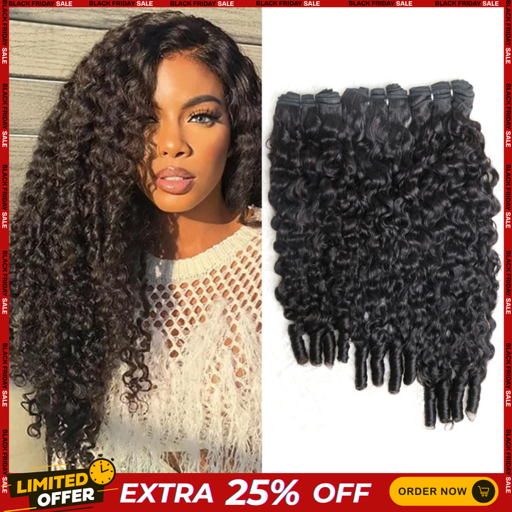 [Ashine] Burmesisk krøllet jomfruhår med bundter og forlængelser 12A