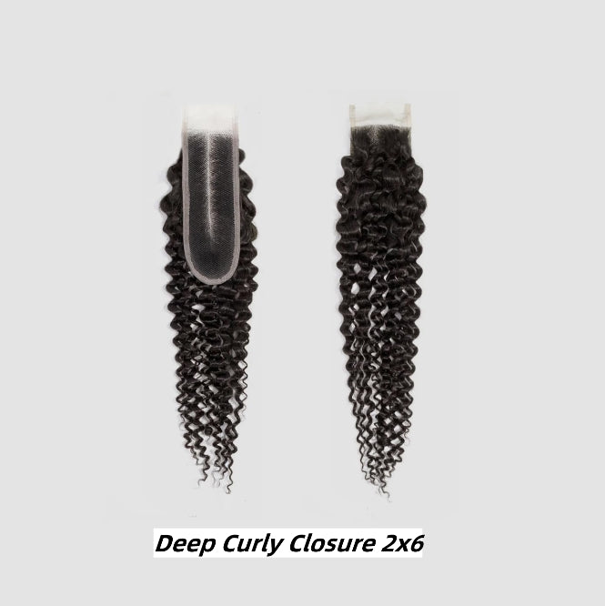 [Ashine] Upgrade Free Parted Lace 2x6 4x4 5x5 Closure #1B 100% Human Hair
