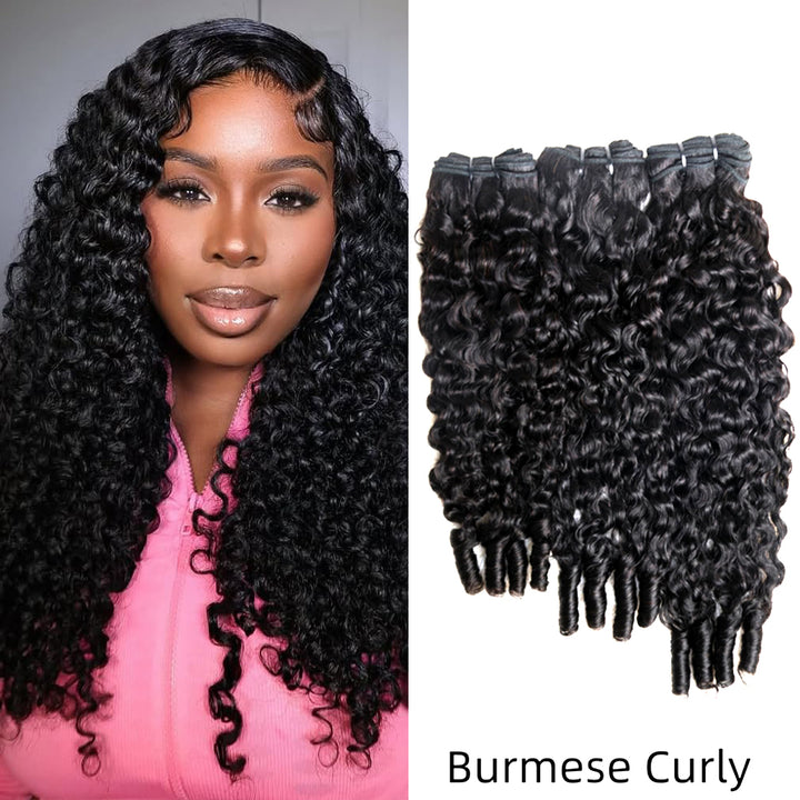 [PRE-ORDER] Ashine Burmese Curly Virgin Human Hair Bundles Curly Hair Extension-12A