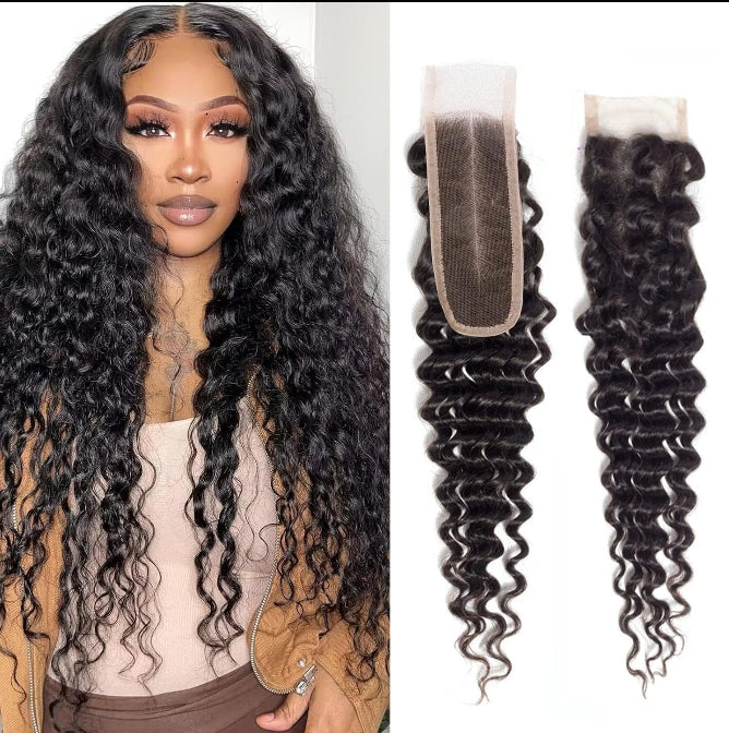 [Order Over $200] Upgrade Free Parted Lace 2x6 4x4 5x5 Closure #1B 100% Human Hair