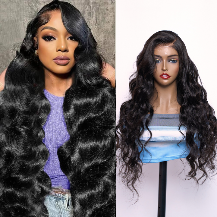 [Ashine] 13x6 Pre Cut HD Front Lace Wig 20-32 Inch #1B Body Wave Must-Have style Glueless Human Hair