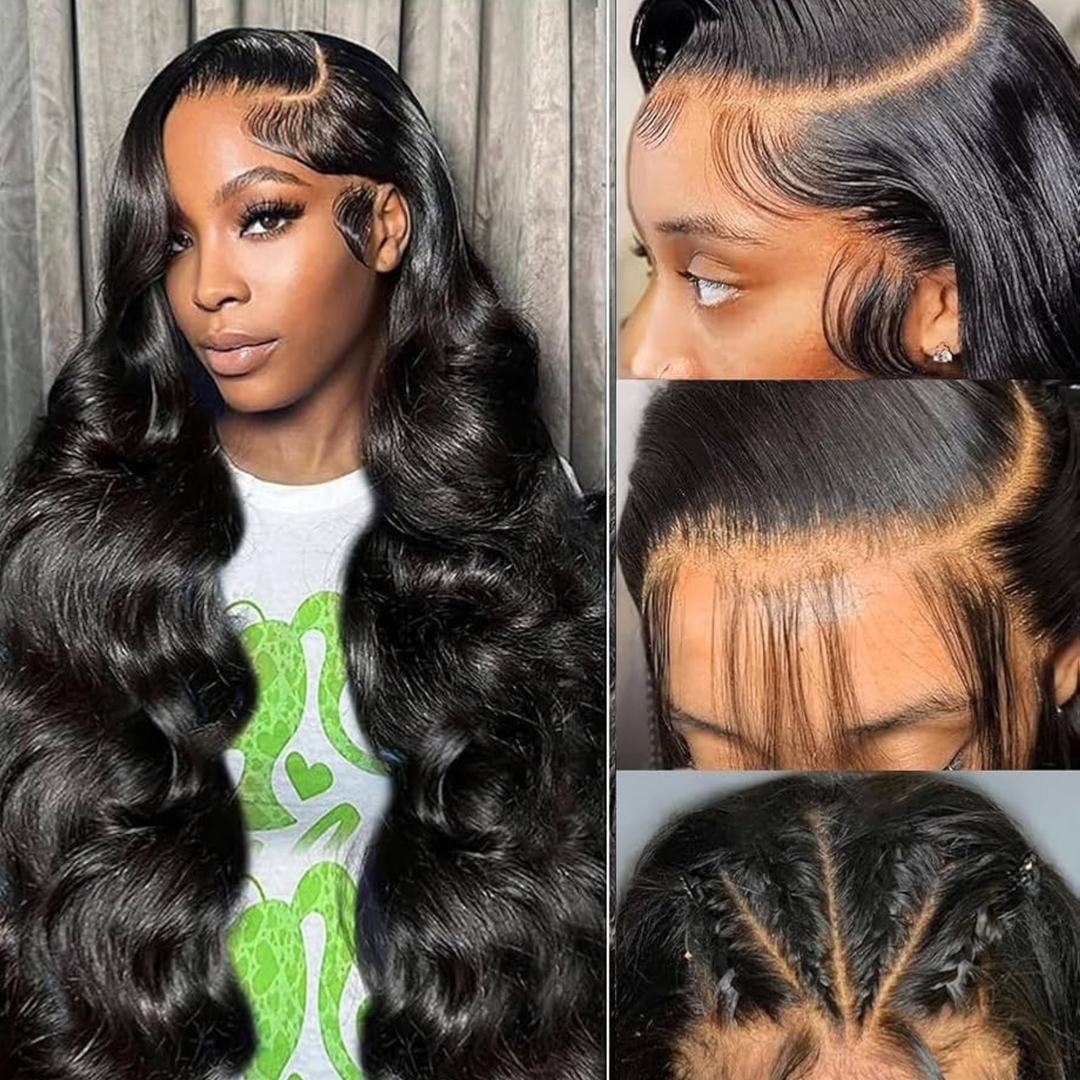 [Ashine] 13x6 Pre Cut HD Front Lace Wig 20-32 Inch #1B Body Wave Must-Have style Glueless Human Hair