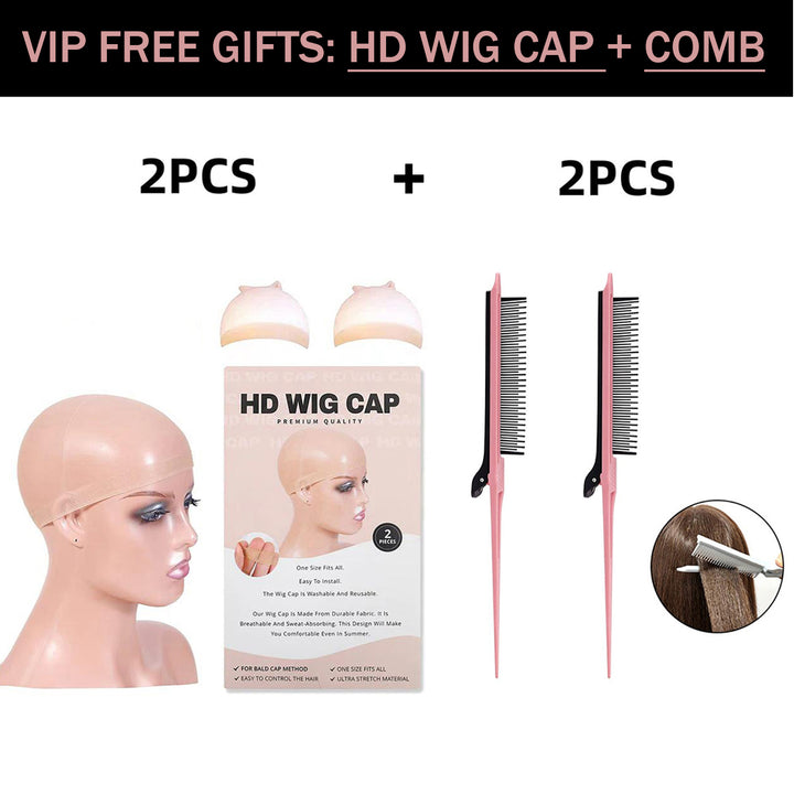 [Cadeaux gratuits] Bonnet de perruque HD ultra-fin + peigne à queue