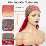 Ashine 24 Inches 5"x5" Body Wavy Wear & Go Glueless #Red Lace Closure Wig-100% Human Hair