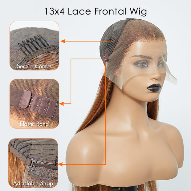 Ashine 18-24 Inch Pre-Plucked 13"x4" Lace Front Straight Wig Free Part 150% Density-100% Human Hair