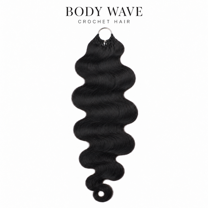 [Ashine] Body Wave #1B Natural Black Feather Crochet Hair Extensions