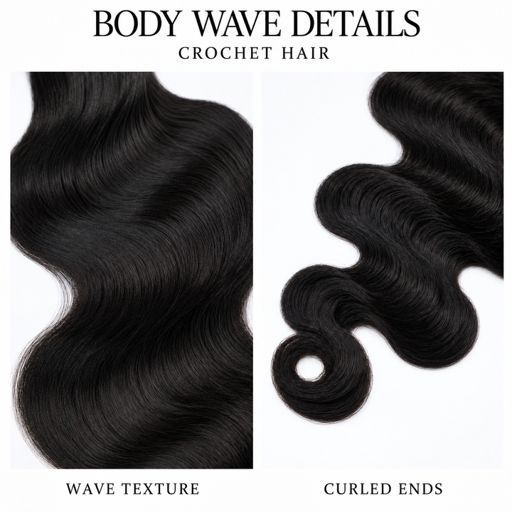 [Ashine] Body Wave #1B Natural Black Feather Crochet Hair Extensions
