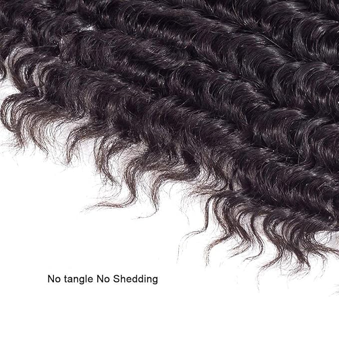 [Ashine] Jet Black Deep Wave Brazilian Remy Human Hair Bundles Hair Extensions For Women Virgin Hair Weaves Double Weft 100% Human Hair Bundles