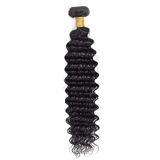 [Ashine] Jet Black Deep Wave Brazilian Remy Human Hair Bundles Hair Extensions For Women Virgin Hair Weaves Double Weft 100% Human Hair Bundles