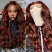AShine Glossy Reddish Brown Body Wave 13x4 Lace Front Wig