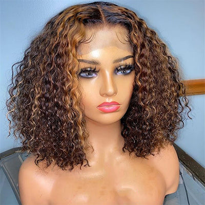 AShine Curly Ombre Brown 5x5 Lace Closure Wigs