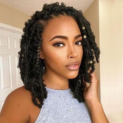 AShine Short Butterfly Locs Braids Hairstyle Lace Closure Wigs